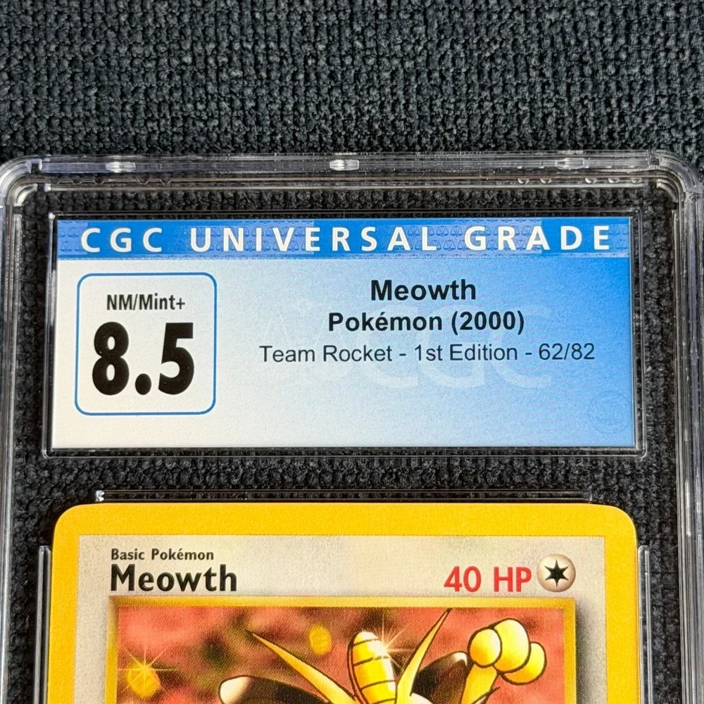 Pokemon Meowth 62/82 1st Edition CGC 8.5 NM/Mint+ TCG 2000 Team Rocket WotC